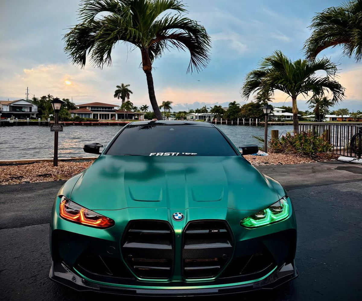 Matte Emerald Green car wrap on a performance car in Australia
