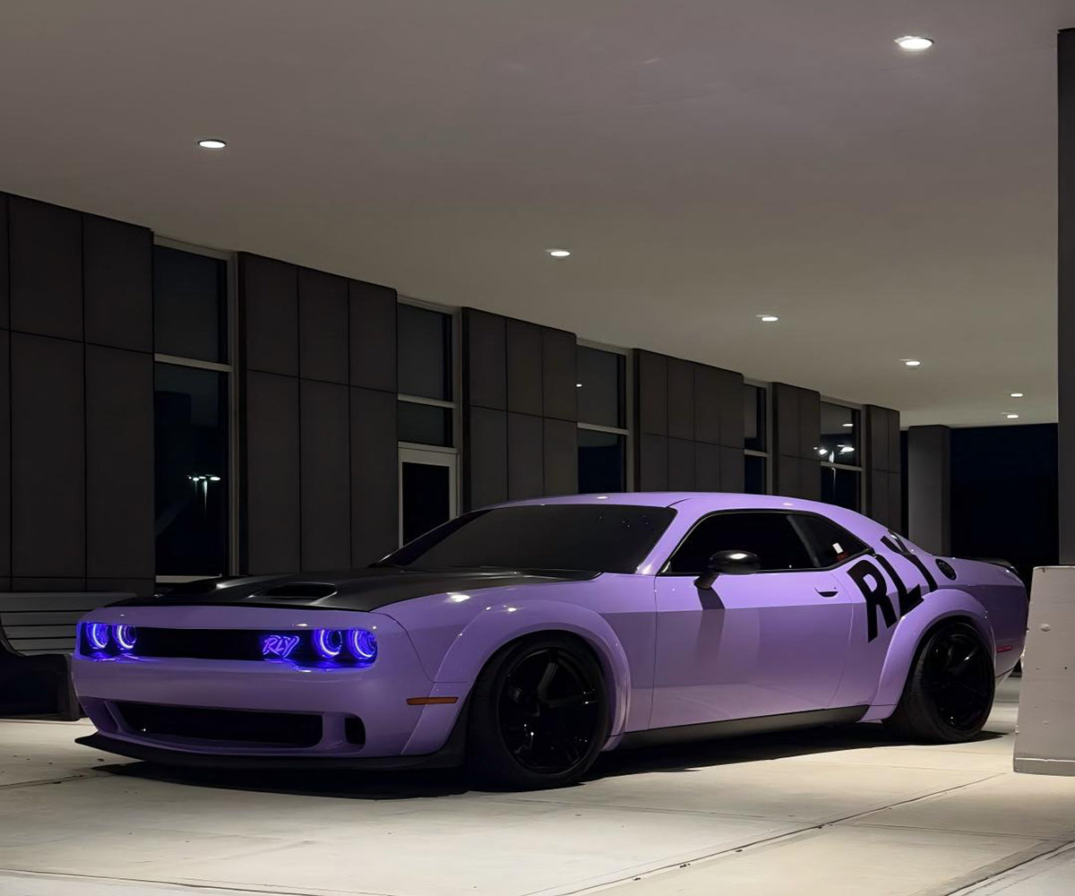 Macaron Lavender Purple wrapped car with a soft pastel custom aesthetic