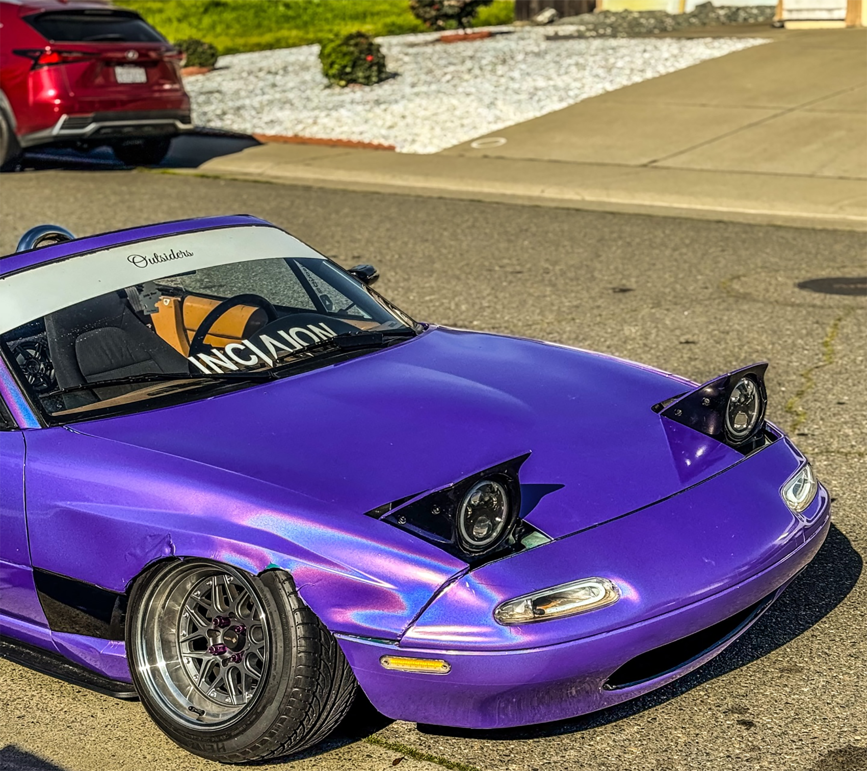 rainbow laser purple car wrap