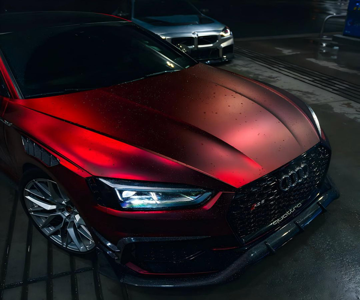 Satin Romanee Red Chrome car wrap on an Australian daily car