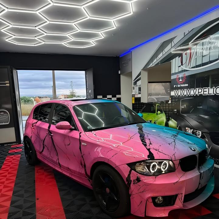 Pink to Blue Car Wrap