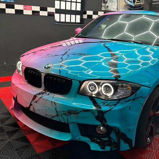 ALUKOVINYL  Pink to Blue Gradient Marble Print Custom Car Wrap