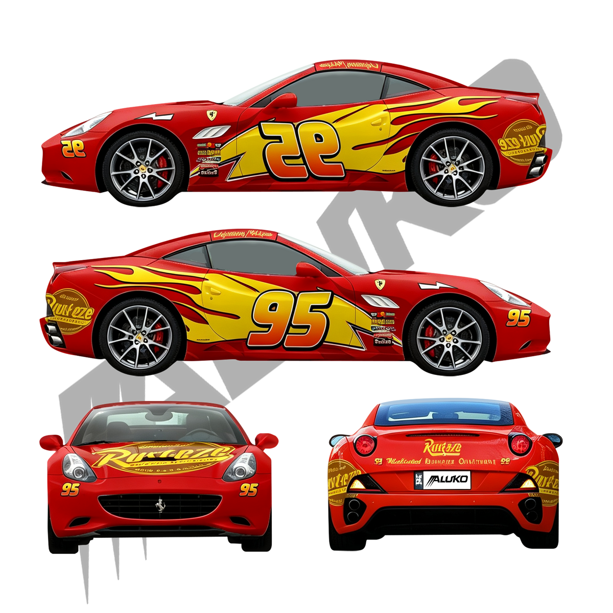 ALUKOVINYL Livery Lightning McQueen Custom Vinyl Wrap