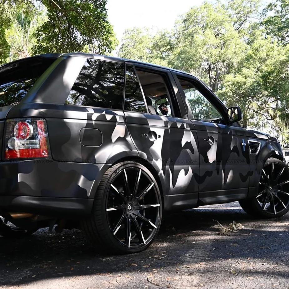 Aluko Custom Camouflage Camo Black Car Vinyl Wrap