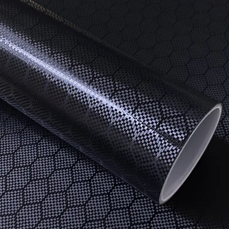 ALUKOCARWRAP anti-scratch Matte Car Wrap, unique geometric beehive texture on high-quality black car wrap PET vinyl film.