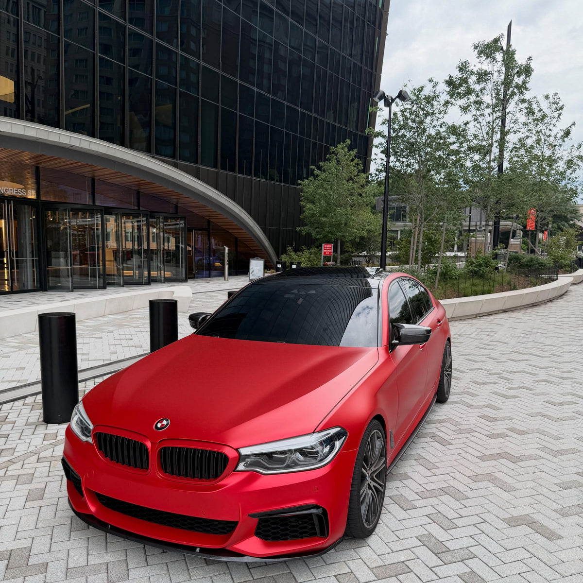 Ceramics Red PET vinyl wrap for vehicles featuring a muted satin surface and elegant matte appearance