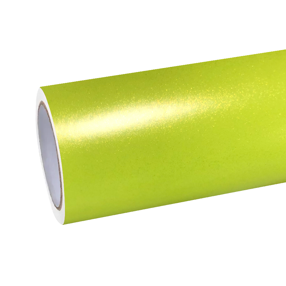 Dynamic side profile of an exotic sports car wrapped in ALUKOCARWRAP Matte Metallic Fluorescent Yellow Car Vinyl Wrap, showcasing a bold matte fluorescent yellow car wrap finish.