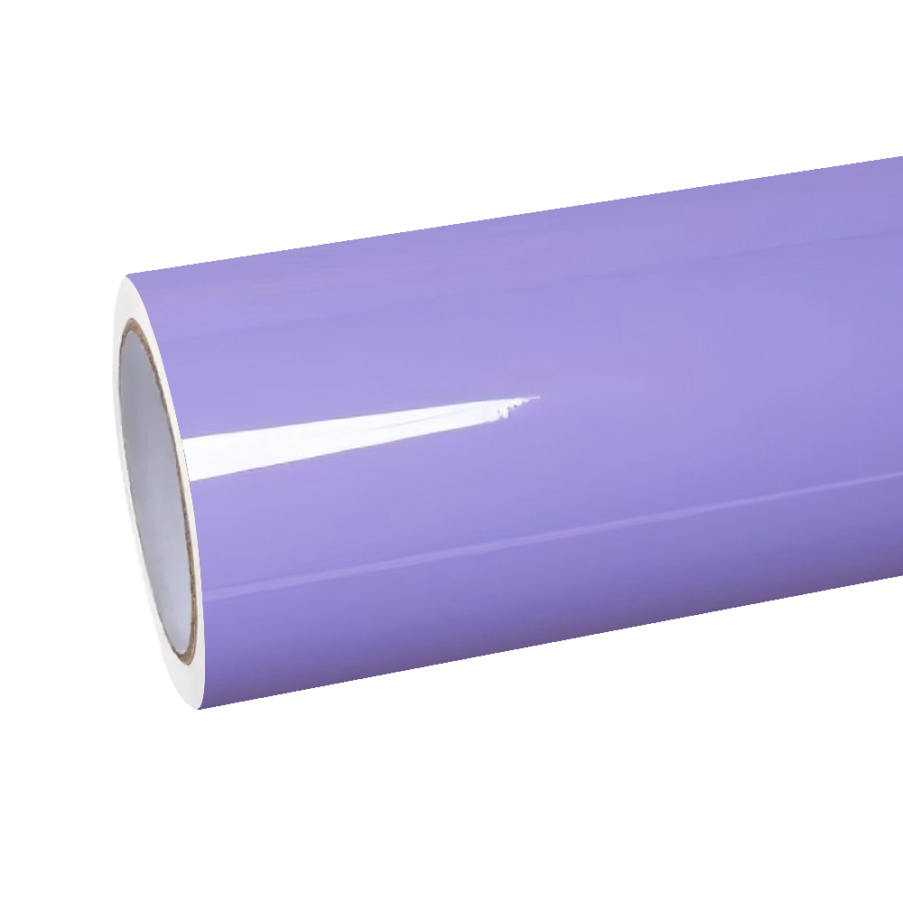 Gloss Macaron Lavender Purple PET Car Vinyl Wrap on Tesla and BMW, High Gloss Pastel Purple Car Wrap Film