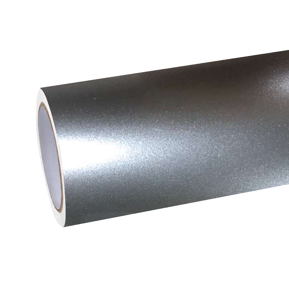 ALUKOCARWRAP Gloss Metallic GT Silver Car Vinyl Wrap PET on a luxury sportscar, showing a flawless liquid silver metallic car wrap finish.