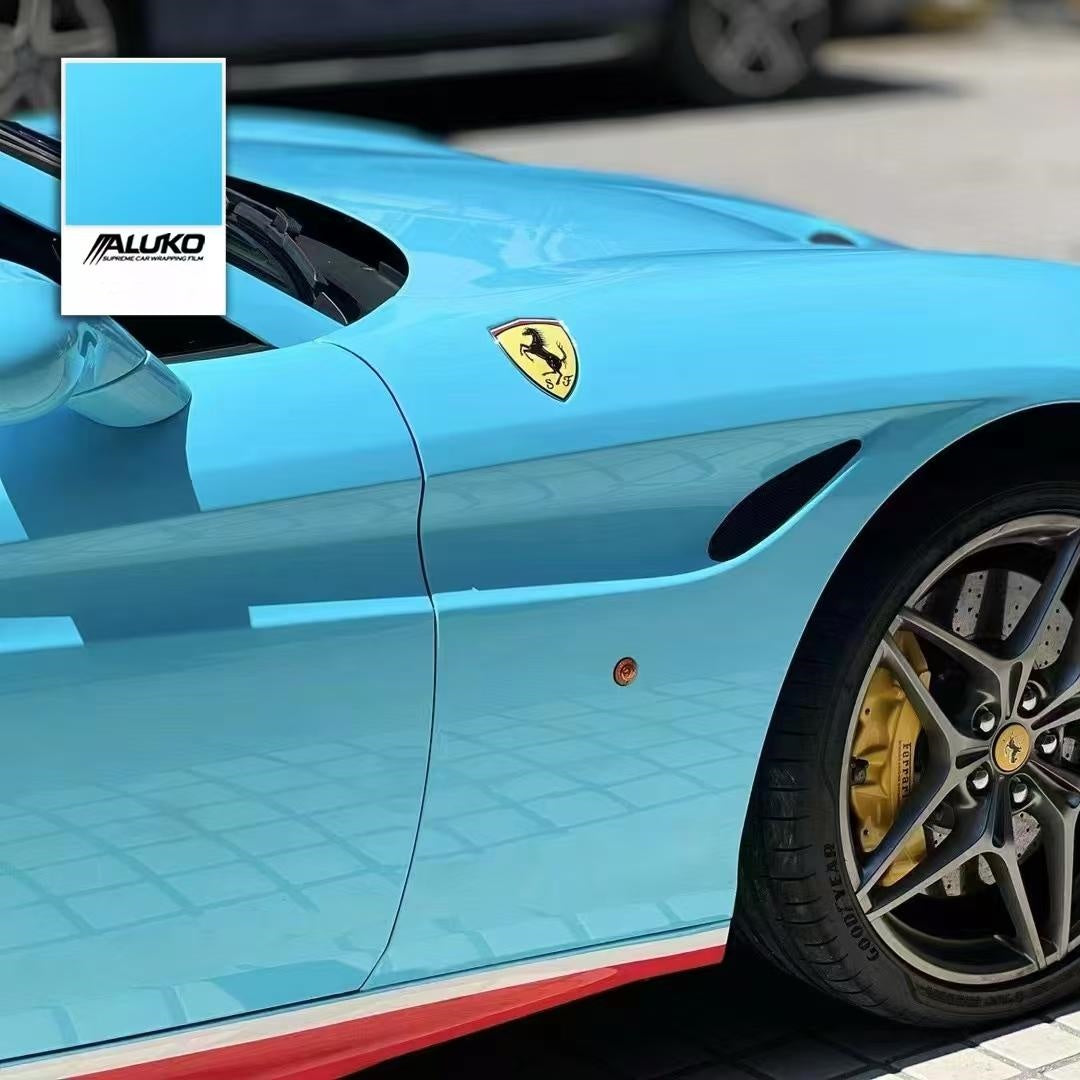 Gloss Light Sky Blue Car Vinyl Wrap PET