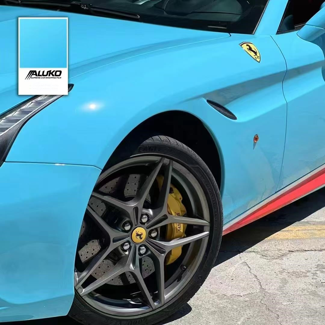 Gloss Light Sky Blue Car Vinyl Wrap PET