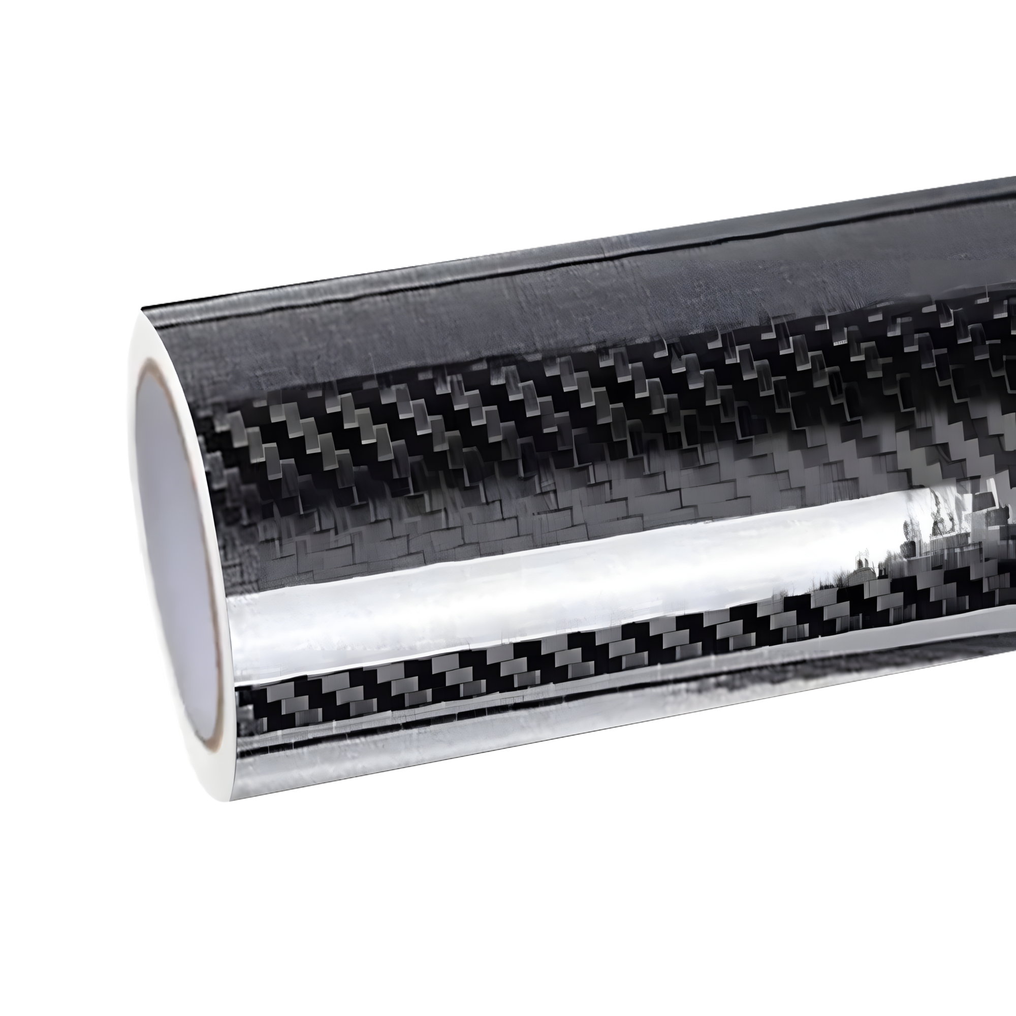 Premium roll of 4D Best Seller Gloss Black Carbon Fiber Car Vinyl Wrap, showcasing the textured weave and air-release backing.