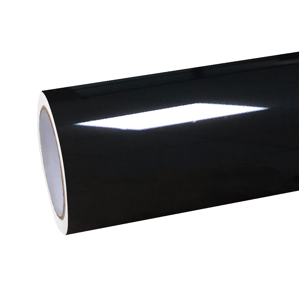 Industrial roll of Gloss Self Healing Black Car Vinyl Wrap PET, highlighting the durable orange-peel-free protective coat.