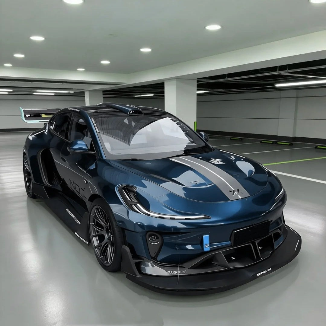 Luxury coupe fully wrapped in ALIKOCARWRAP starry blue car wrap PET, delivering a breathtaking cosmic color change.