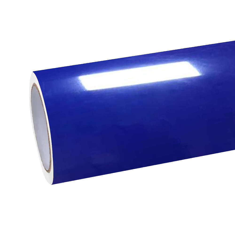 ALUKOCARWRAP Gloss Klein Blue Car Vinyl Wrap PET film roll showcasing an intense, high-saturation paint finish.
