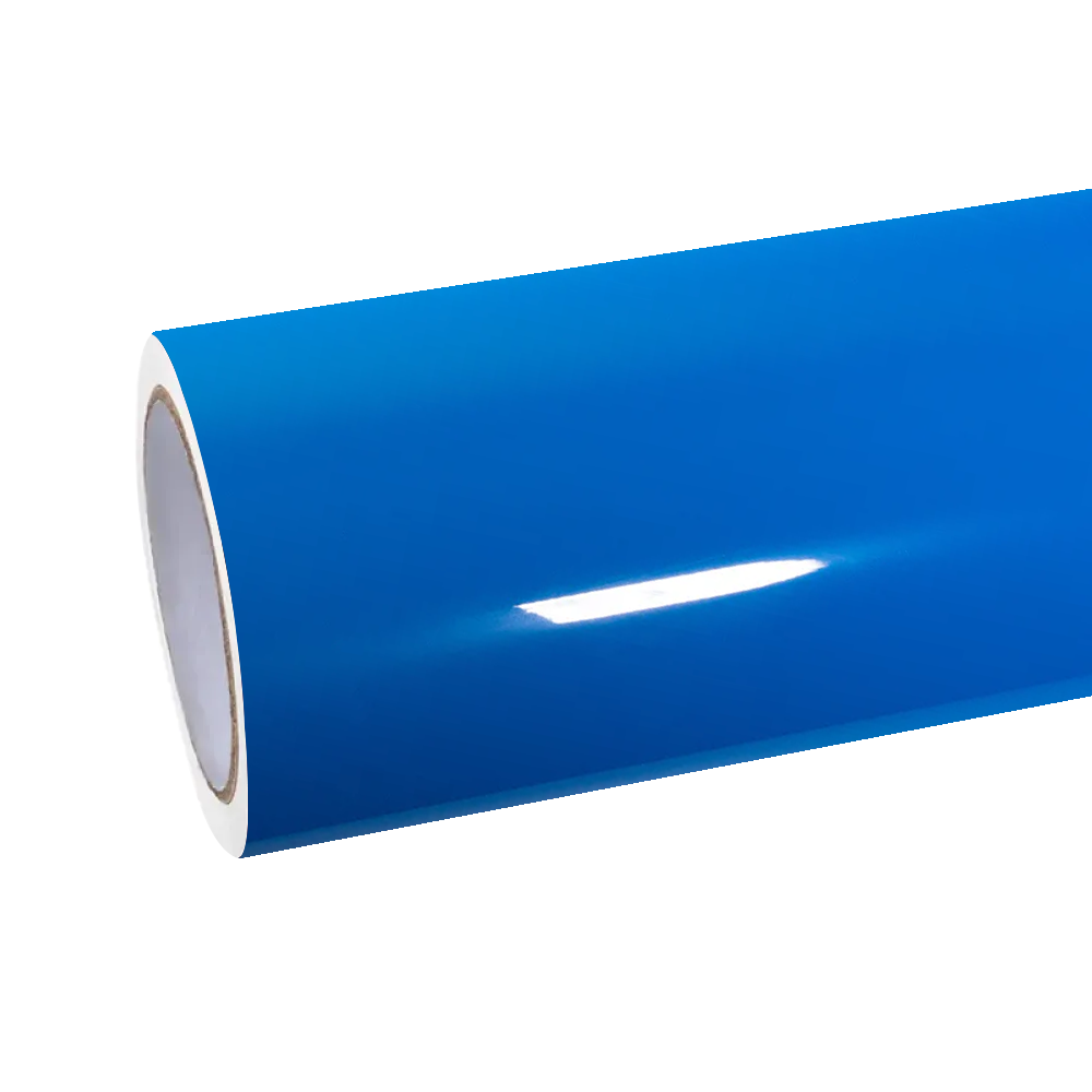 ALUKOCARWRAP Gloss Voodoo Blue Car Vinyl Wrap PET fully applied on a modern sports car, showcasing a mirror-like hyper gloss finish.