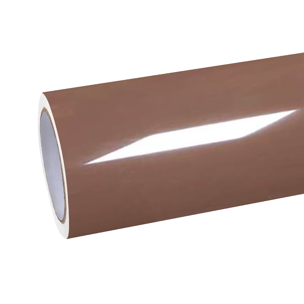ALUKOCARWRAP Gloss Mocha Brown Car Vinyl Wrap PET roll with a premium paint-like mirror finish.
