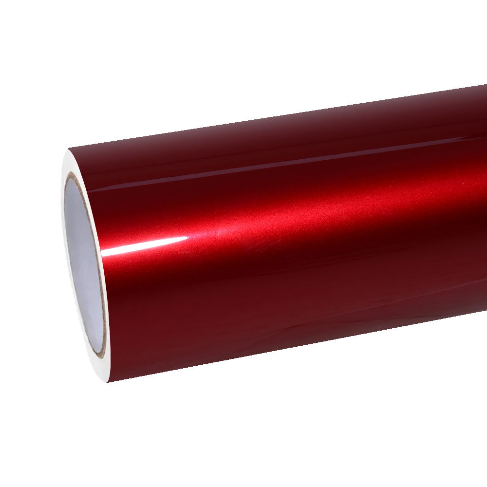 Premium Gloss Metallic Cherry Red PET Vinyl Wrap for Cars with Reflective Finish and Custom Vehicle Styling
