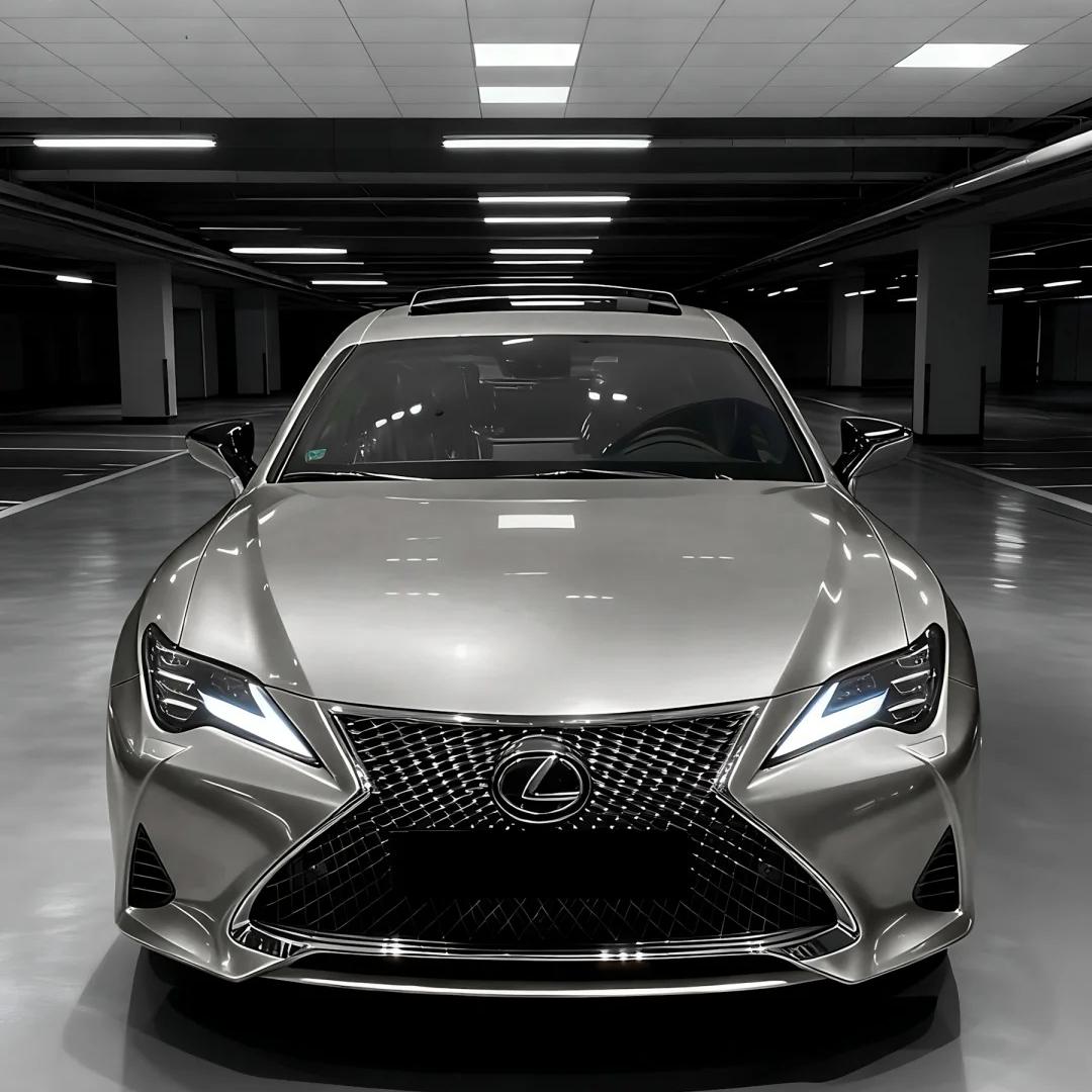 Luxury executive sedan transformed with ALUKOCARWRAP Gloss Liquid Champaign Gold Car Vinyl Wrap PET, radiating an optical-grade molten silk-metal aura in daylight.