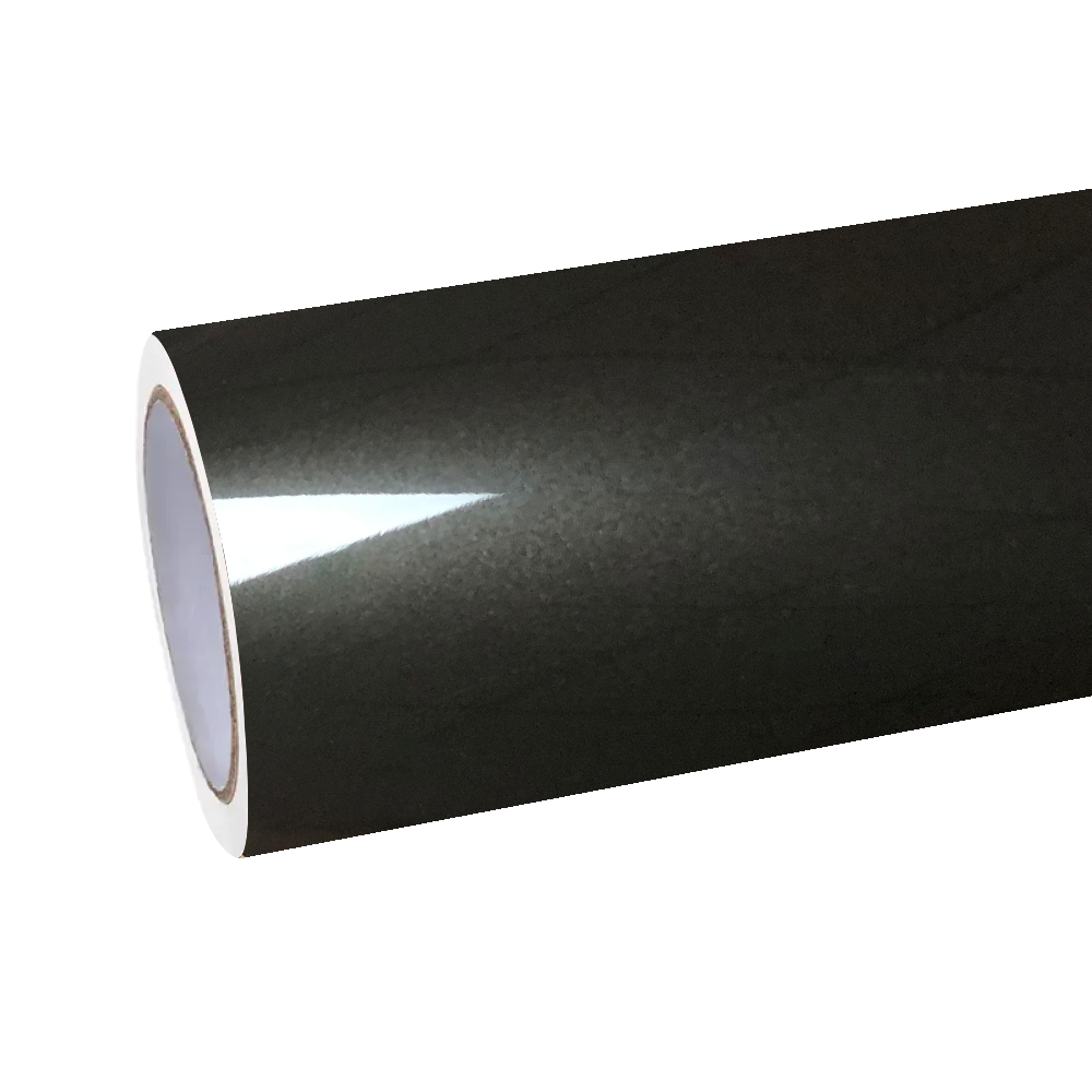 ALUKOCARWRAP Gloss Liquid Metal Black Car Vinyl Wrap PET Alukovinyl premium roll packaging.