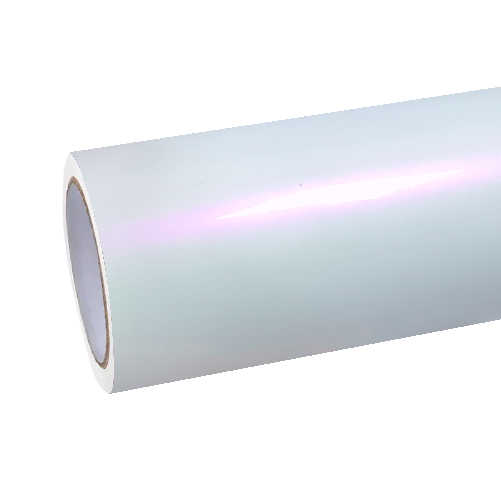ALUKOCARWRAP gloss metallic chameleon car wrap in pearl pink white PET vinyl