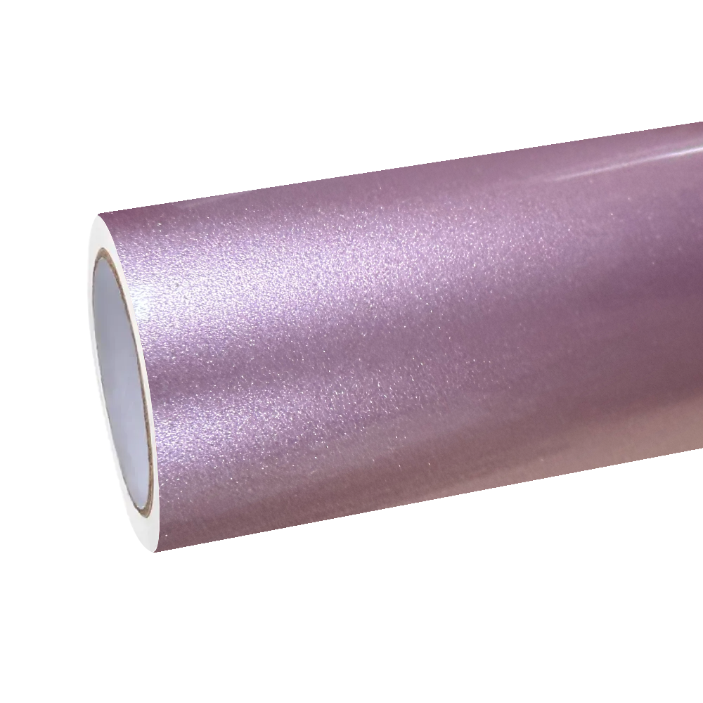 ALUKOCARWRAP Passion Pink car vinyl wrap under studio lighting, revealing a dramatic shift between hot pink and gloss metallic pink.