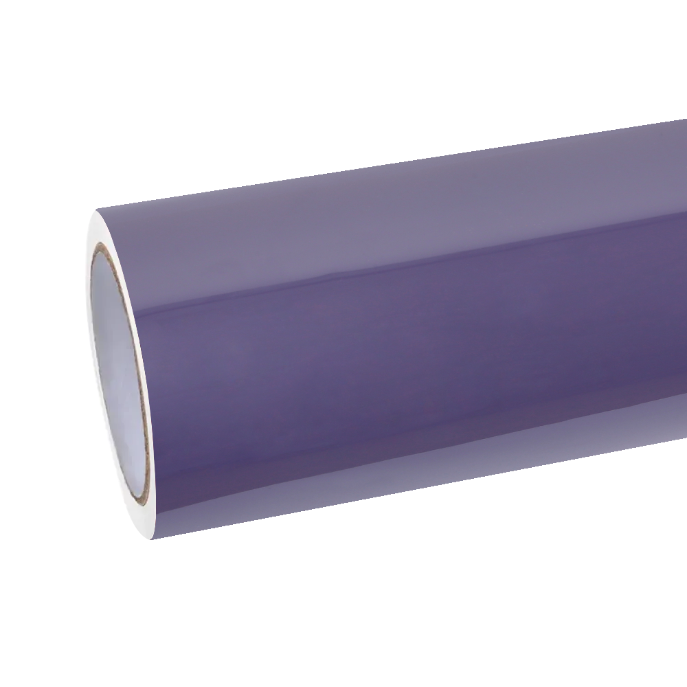 A pristine boxed roll of ALUKOCARWRAP hazy purple car wrap PET film, engineered for premium automotive restyling.
