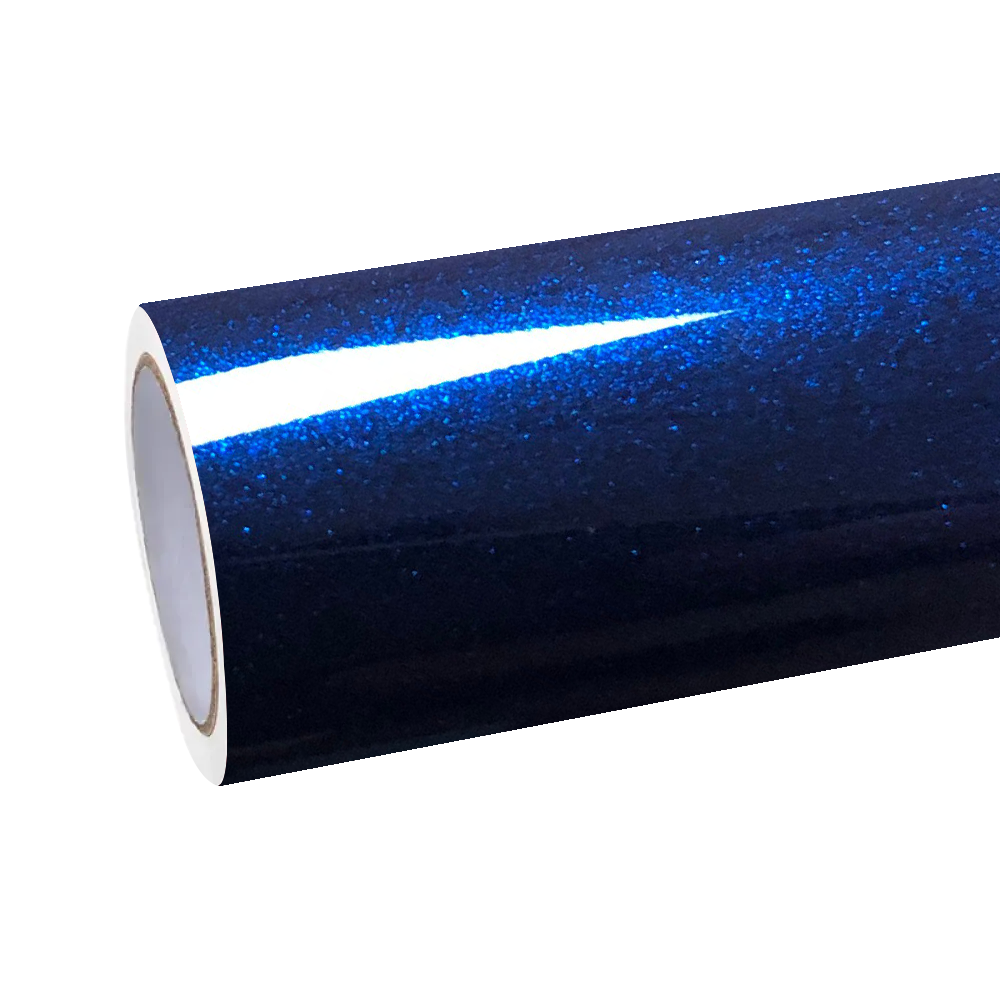 Premium roll of Gloss Metallic Tanzanite Blue Car Vinyl Wrap PET, showcasing the ultra-smooth high gloss surface layer.