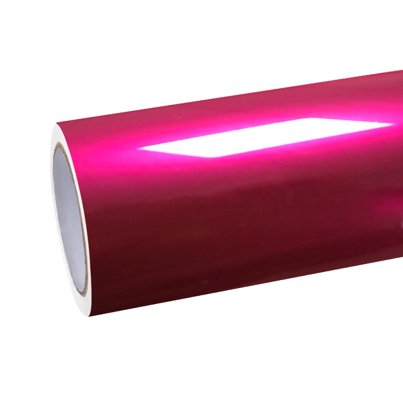 Aluko rubellite purple gloss car vinyl wrap PET roll, professional grade zero-orange-peel metallic vinyl for wrap shops.