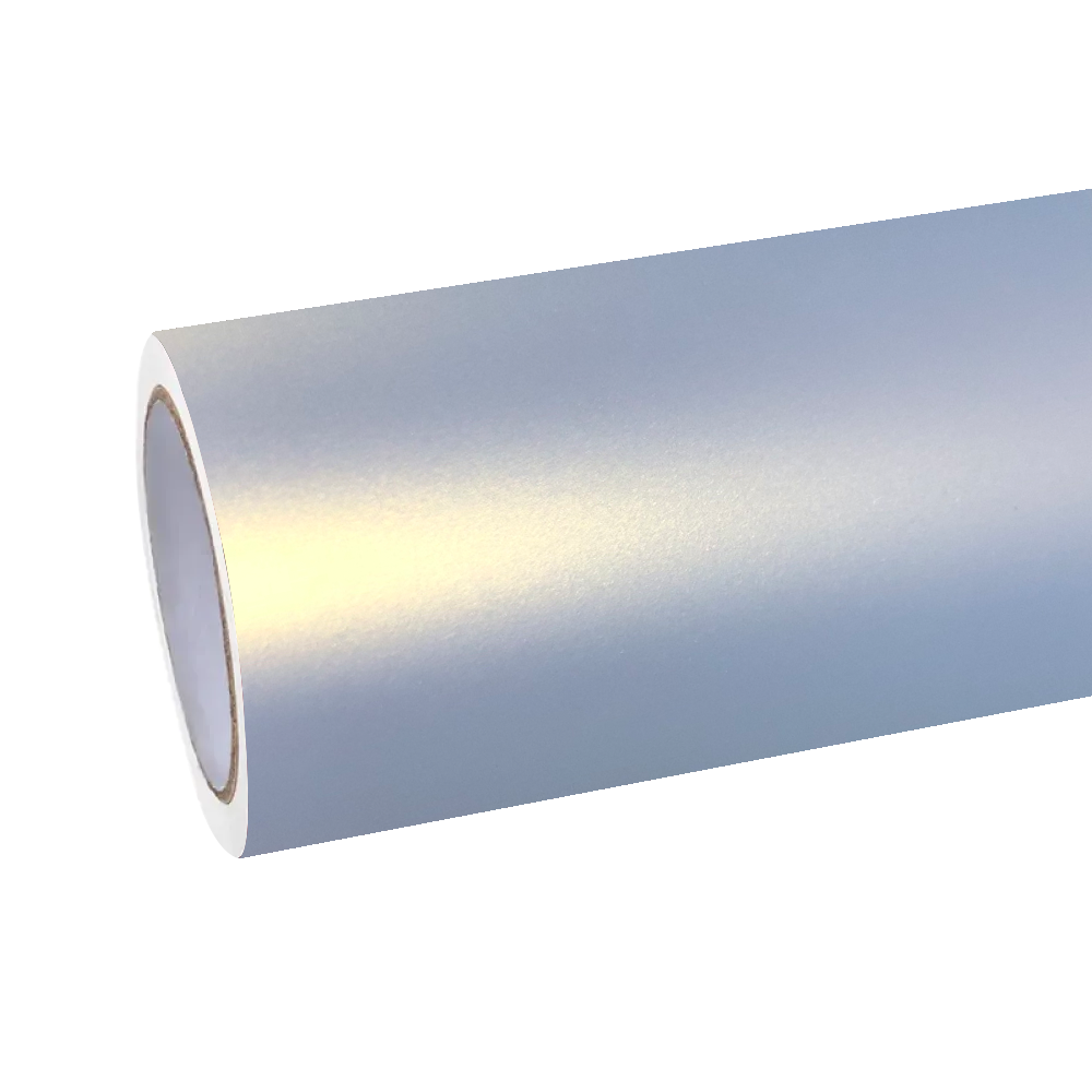 A complete roll of ALUKOCARWRAP matte chameleon car wrap, displaying the luxurious low-reflection non-glare gold blue finish.