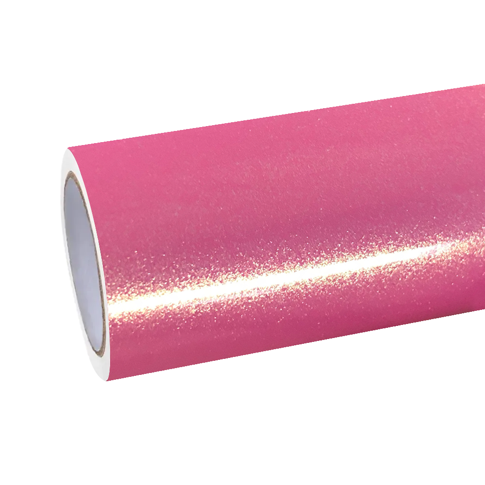 A retail roll of ALUKOCARWRAP gloss metallic diamond gold pink car vinyl wrap for professional auto styling workshops.