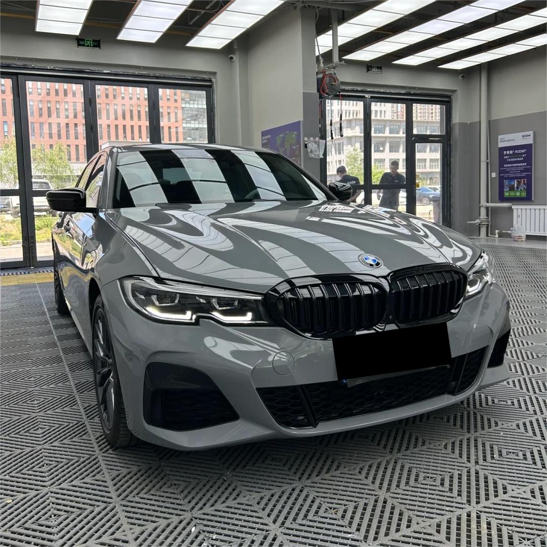 A performance sports car clad in BMW Nardo Grey Car Vinyl Wrap PET, delivering a glossy zero-orange-peel OEM paint look.