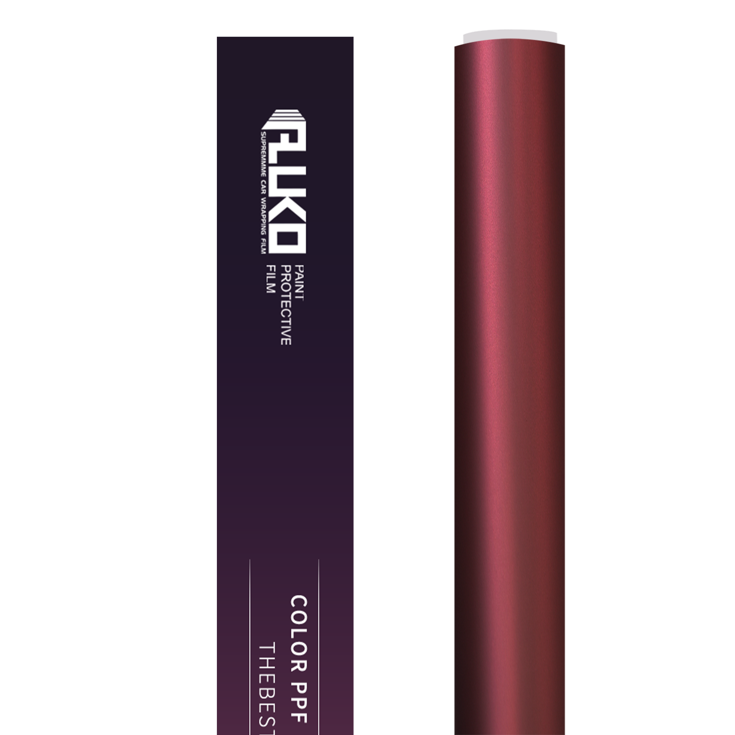 ALUKOCARWRAP TPU matte colored PPF in Magic Flame Ruby Red on a luxury car, showing a satin finish and rock-chip defense.