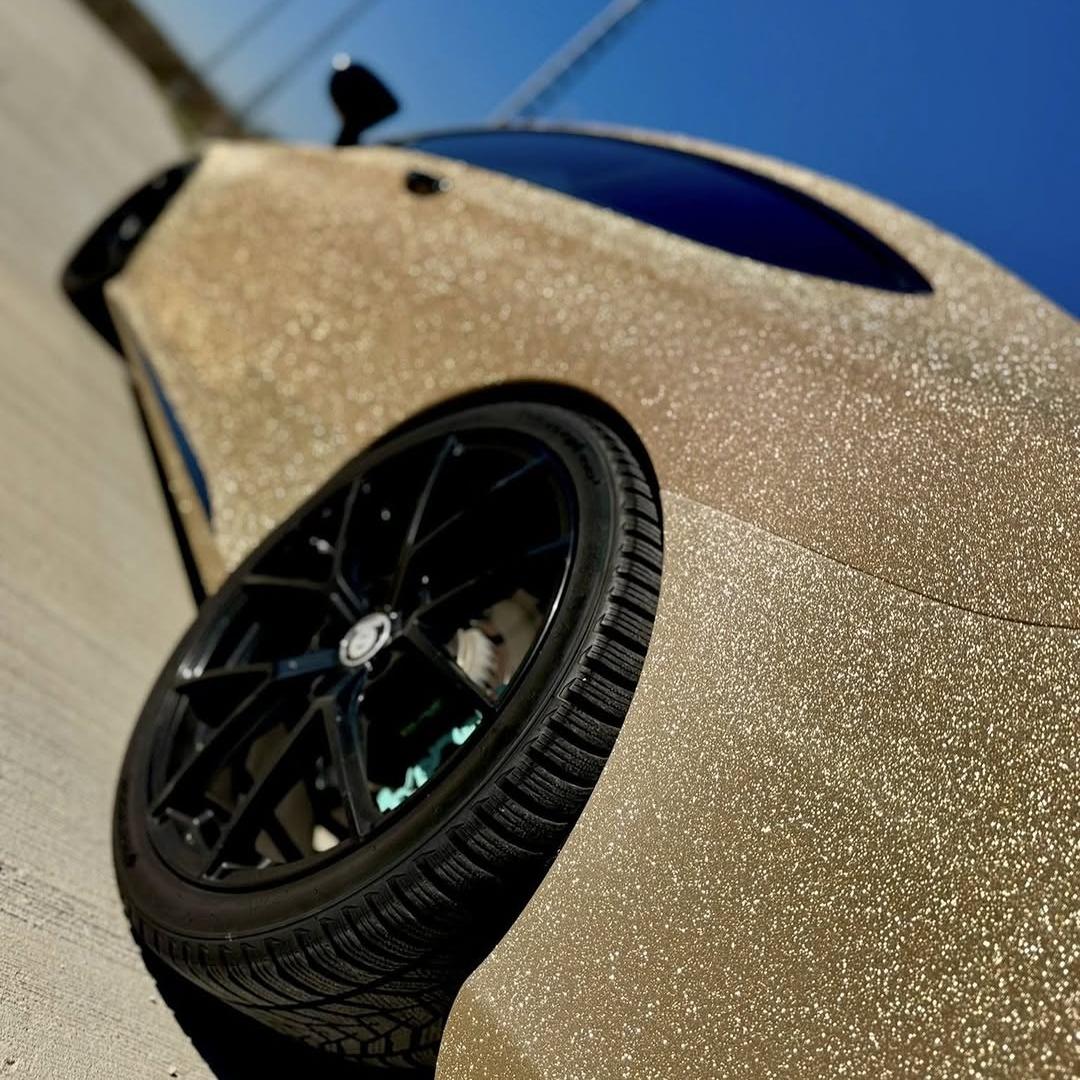 Matte Diamond Glitter Gold Car Vinyl Wrap
