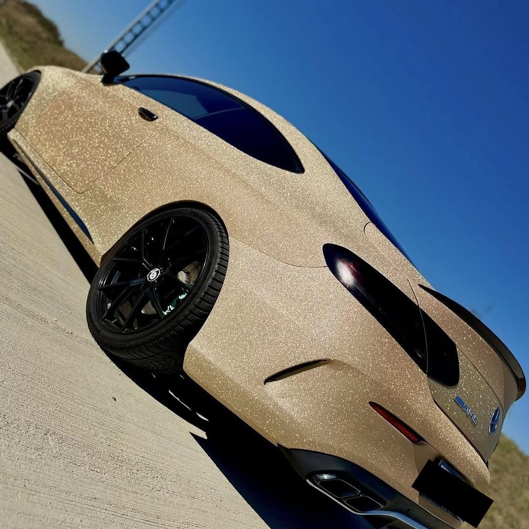 Matte Diamond Glitter Gold Car Vinyl Wrap