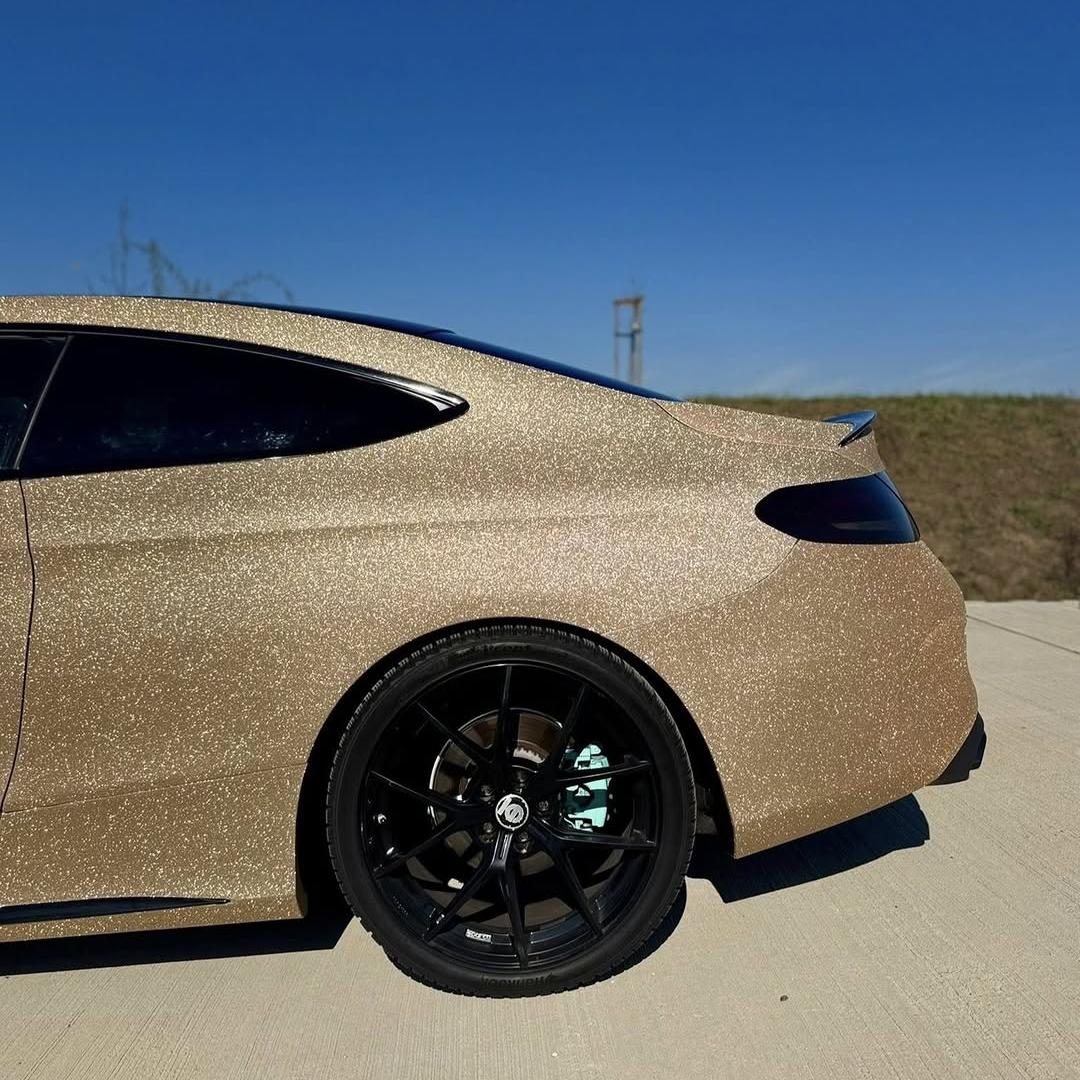Matte Diamond Glitter Gold Car Vinyl Wrap