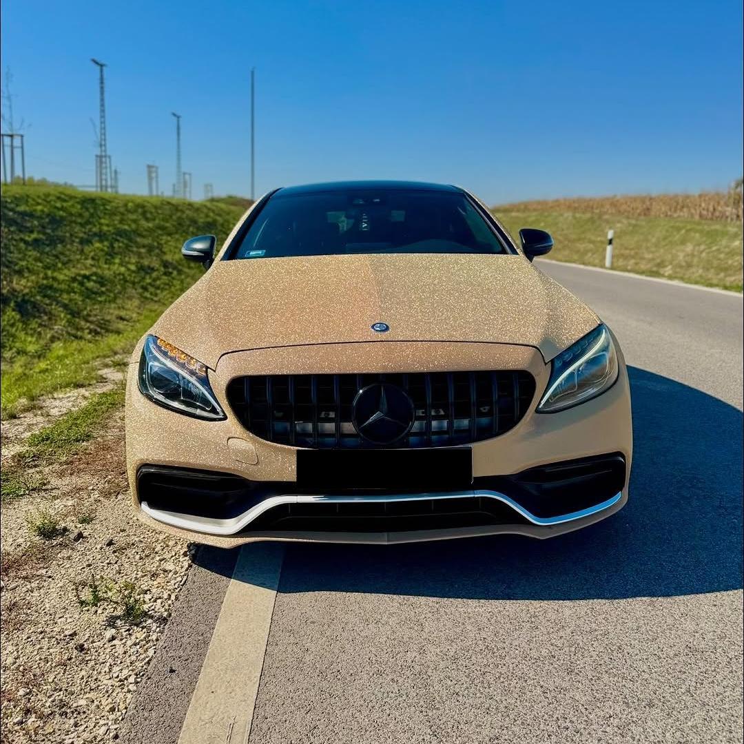 Matte Diamond Glitter Gold Car Vinyl Wrap