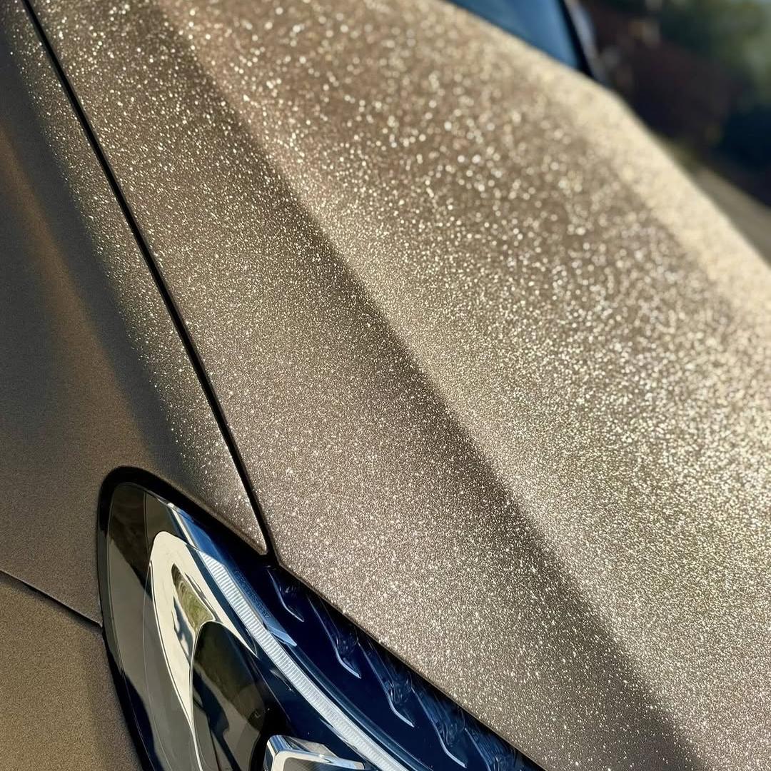 Matte Diamond Glitter Gold Car Vinyl Wrap