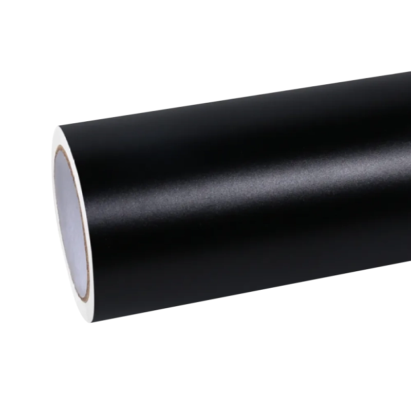 Ultra matte black car vinyl wrap PET roll, showcasing premium ultra matte vinyl wrap film with smooth stealth finish.