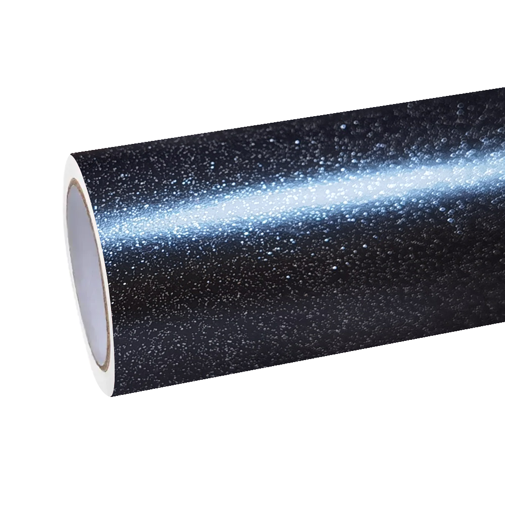 Matte metallic diamond graphite black car vinyl wrap roll by ALUKOCARWRAP, showcasing the premium satin finish and metallic flakes.