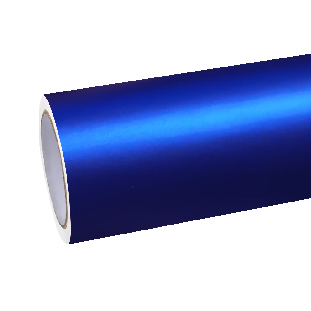 Detail roll of Matte Metallic Satin Blueberry Car Vinyl Wrap PET, capturing the premium heavy-metal velvet core layer.