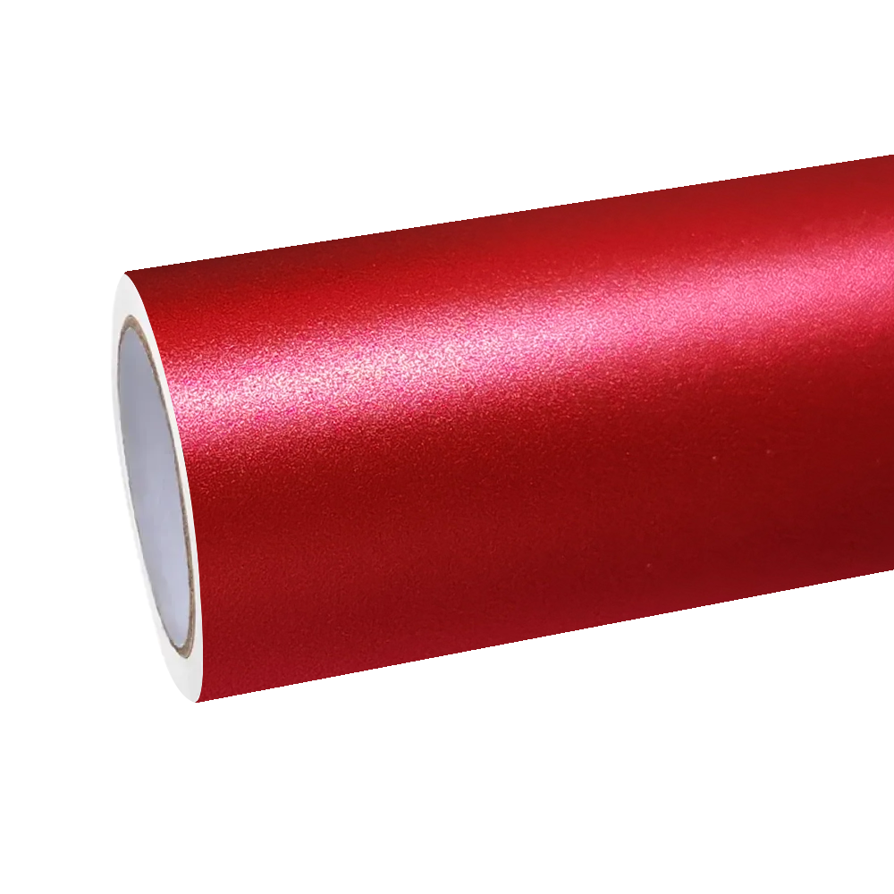 ALUKOCARWRAP Matte Satin Red Ceramics Car Vinyl Wrap PET, Ultra-Smooth Ceramic Red Film for Vehicle Wraps
