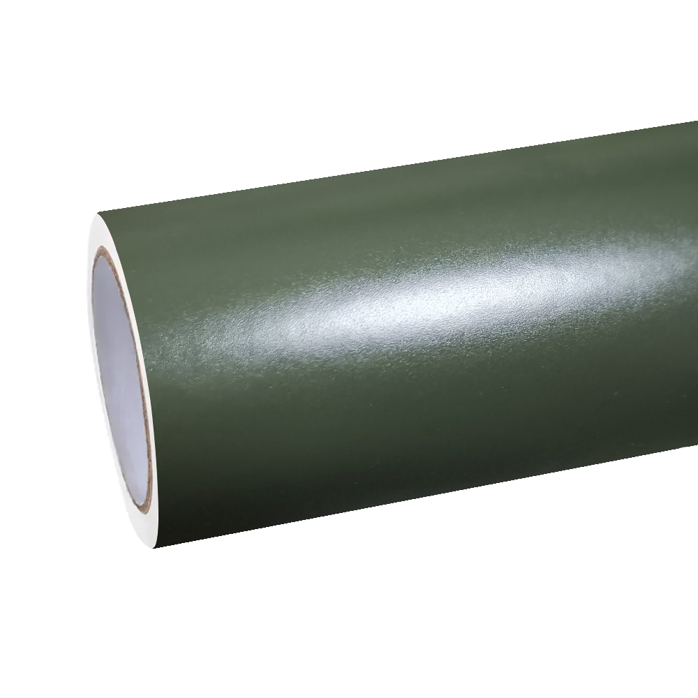 Premium roll of Matte Satin Ceramics Military Green Car Vinyl Wrap PET, showcasing the flawless smooth stealth layer.