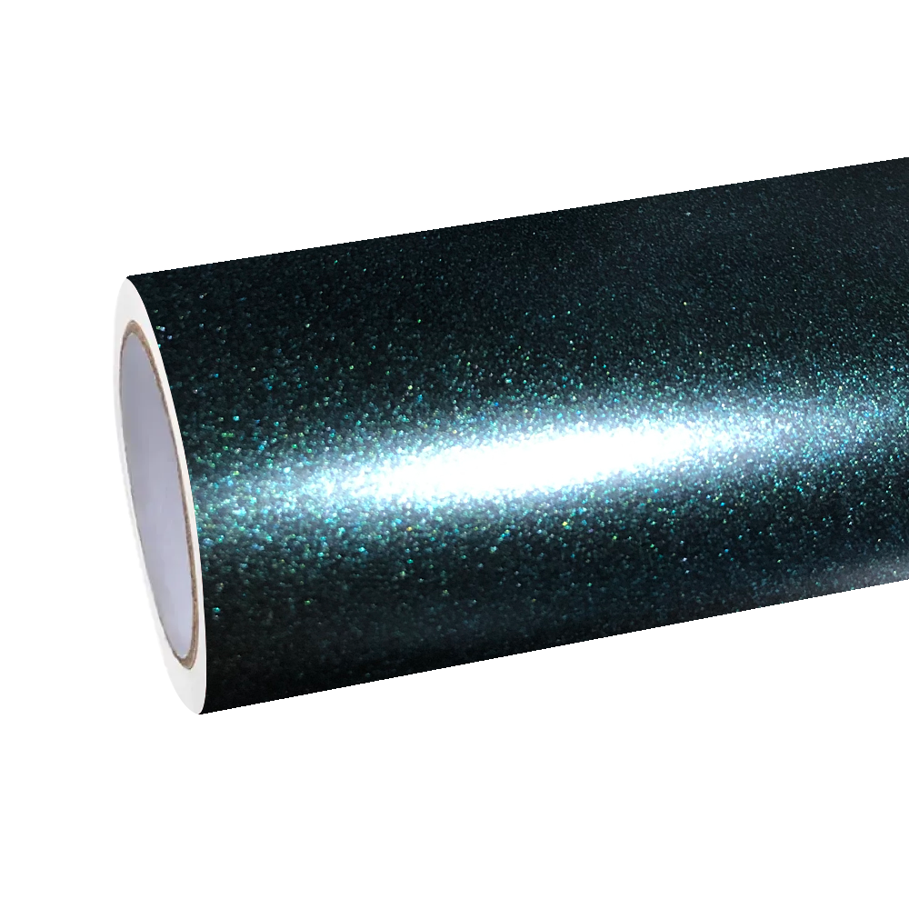 ALUKOCARWRAP Matte Metallic Diamond Emerald Green Car Vinyl Wrap displaying a rich dark emerald shade that gleams under sunlight, accentuating crisp sports car body lines.