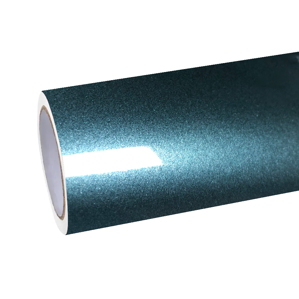 ALUKOCARWRAP Gloss Metallic Interstellar Green Car Vinyl Wrap PET roll, showcasing the premium glass-like finish of this Glossy Metallic Car Wrap.