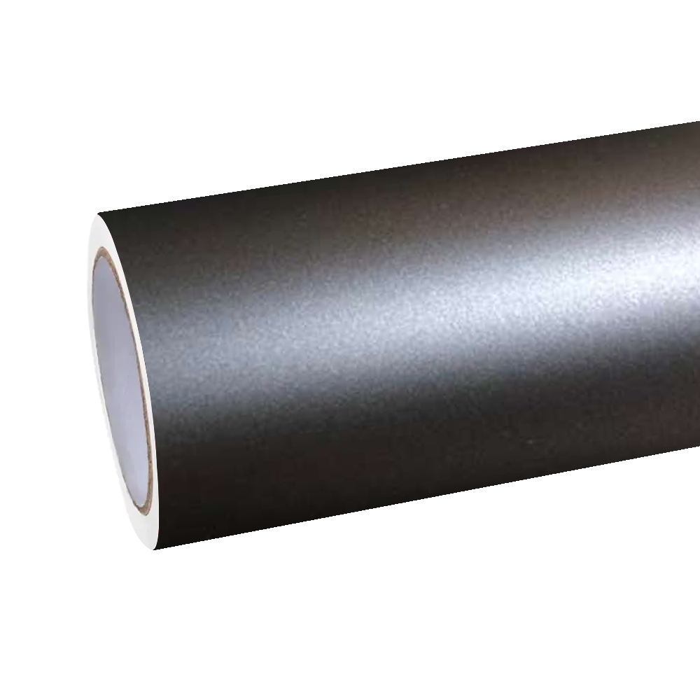 ALUKOCARWRAP premium Matte Ultimate Flat Meteorites Grey Car Vinyl Wrap PET roll showcasing the ultra-smooth gloss liner and flawless metallic flake texture.