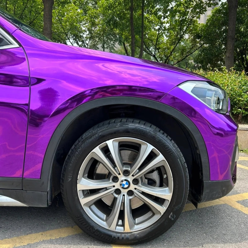 ALUKOCARWRAP Chrome Purple Vinyl Wrap, Ultra-Smooth Mirror Effect PET Car Wrap Film