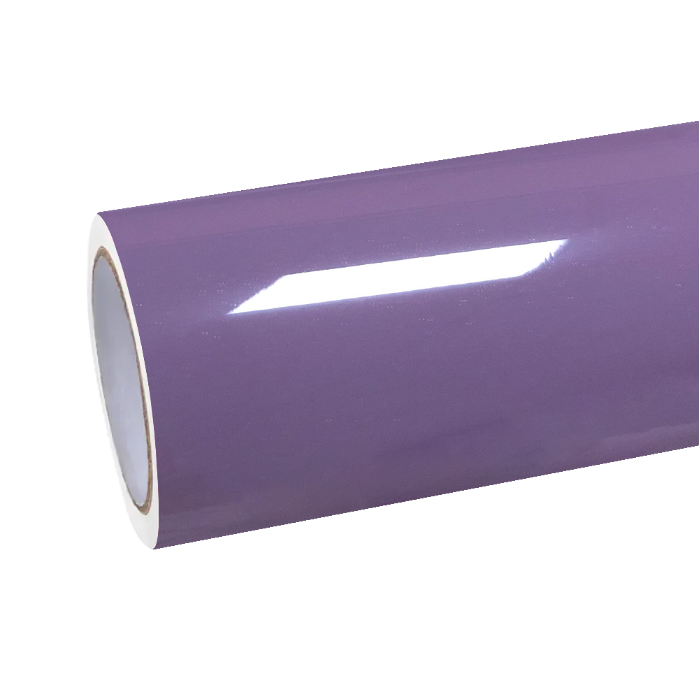 Premium roll of Gloss Crystal Car Wrap by ALUKOCARWRAP, displaying the unique wine-inspired purple hue of the PET vinyl material.