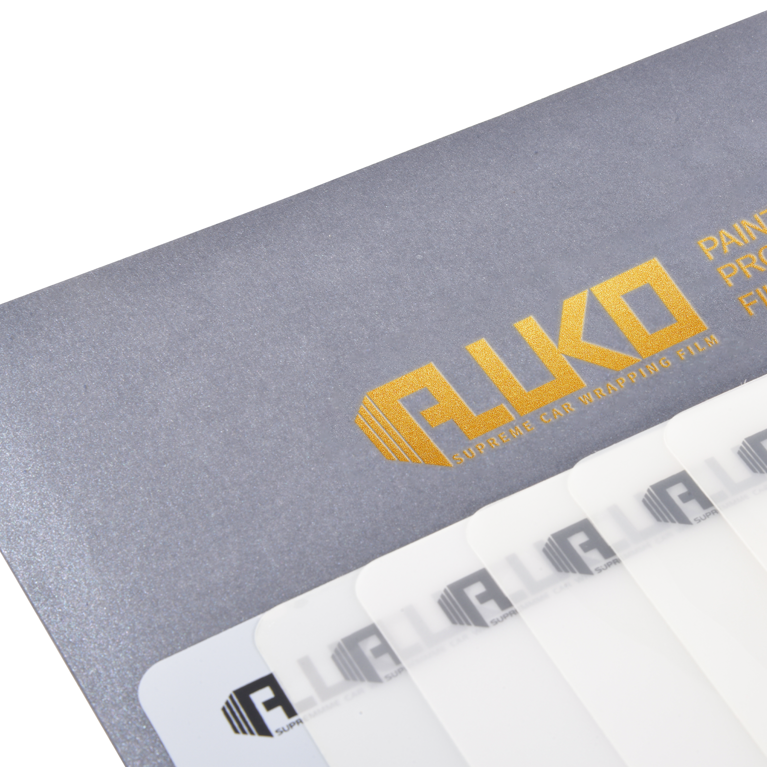 Inside look at a Paint Protection Film sample kit showcasing thick, ultra-clear TPU PPF swatches designed for premium automotive scratch protection.