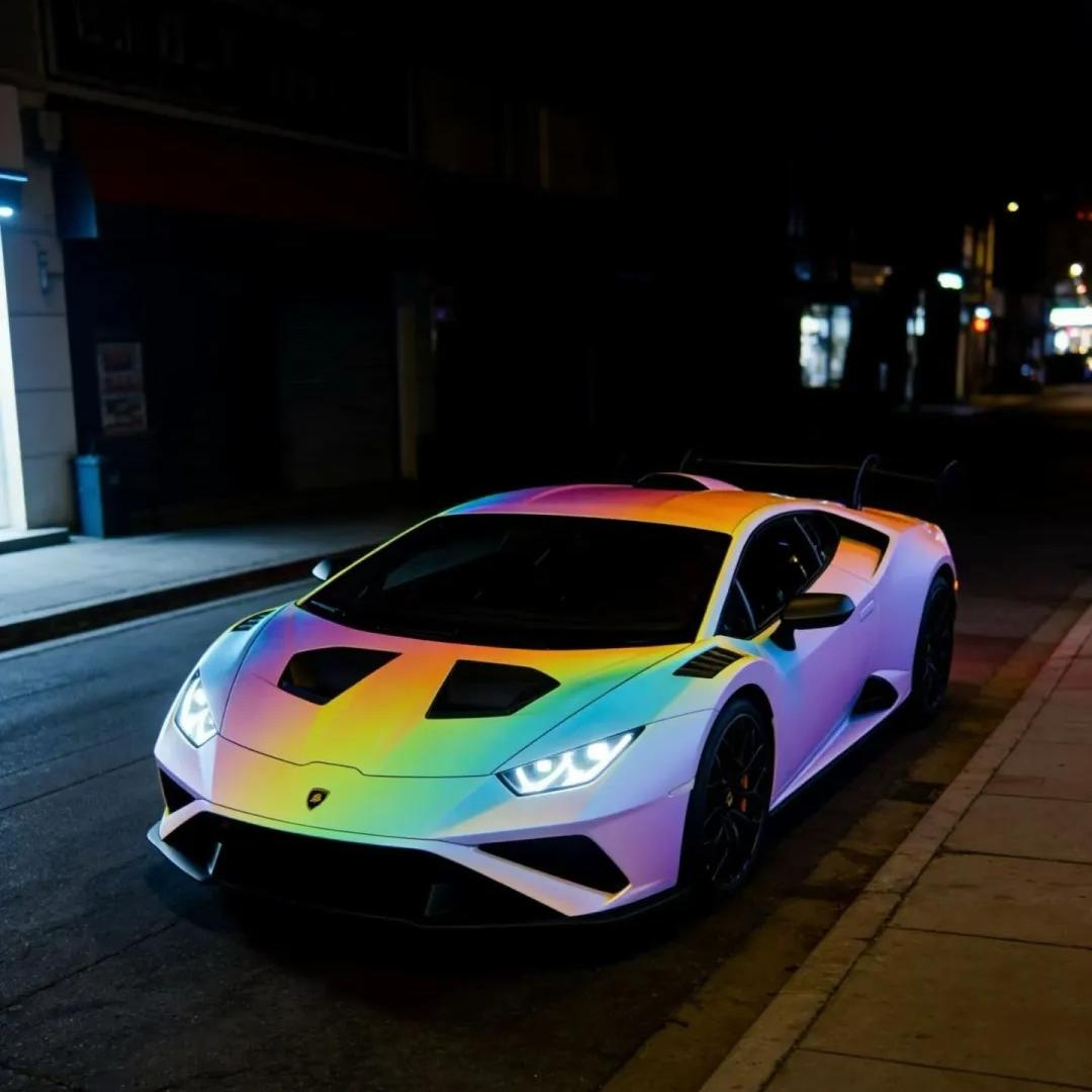 Pink Prismatic Rainbow Reflective Holographic Car Wrap